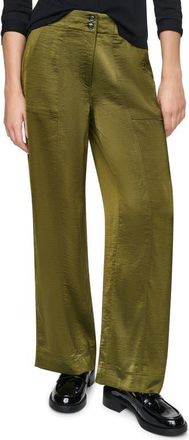 DKNY Wide Leg Glazed Pants in Dark Olive at Nordstrom, Size 12