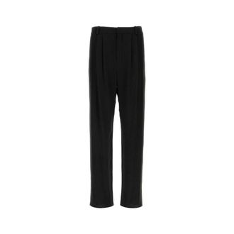 Saint Laurent Straight Trousers, male, Black, Size: L Pleated Tailored Trousers