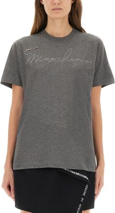 Moschino Grey Logo Crew Neck T-Shirt