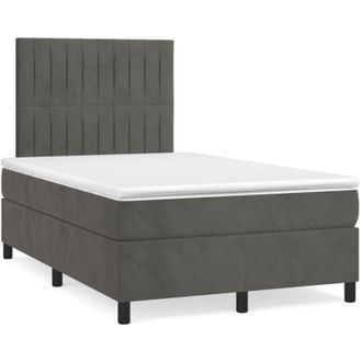 vidaXL Cama Box Spring Con Colch&oacute;n Terciopelo Gris Oscuro 120x190 Cm Vidaxl