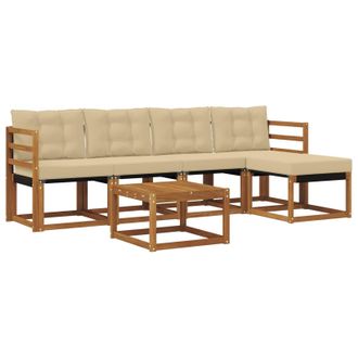 vidaXL Conjunto De Sof&aacute;s De Exterior Con Coj&iacute;n 6 Pcs Natural Y Beige Vidaxl