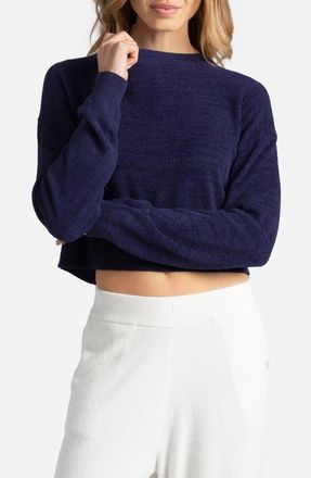 Sunday Citizen Cloud Cool Crop Sweatshirt in Marine Blue at Nordstrom, Size X-Large