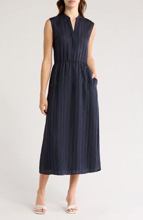 Vince Drapey Striped Tiered Dress in Coastal/Optic White at Nordstrom Rack, Size 12