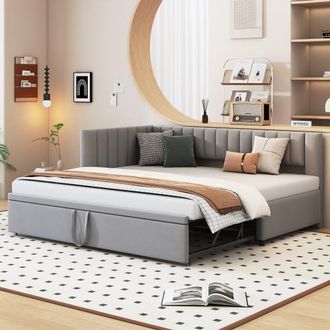 OEM Divano Letto Multifunzionale A L Con Letto Estraibile 90/180200 Cm, Letto Imbottito In Tessuto Di Velluto, Design Salvaspazio Per Letto Per Bambini, L