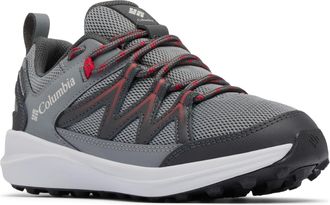 Columbia Youth Unisex Peakfreak Rush Waterproof, Waterproof Low Rise Trekking and Hiking Shoes, TI Grey Steel/Mountain Red, 3.5