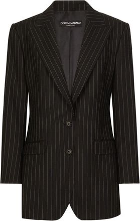 Dolce & Gabbana striped blazer - women - Virgin Wool/Silk - 48 - Black