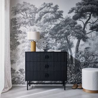 Sweeek 3-drawer Chest With A Wooden-effect And Black Grooves