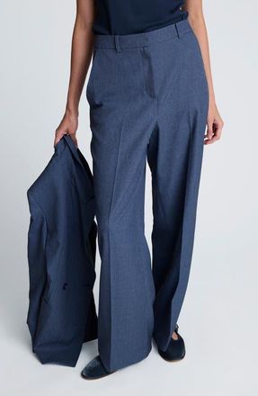 Kenneth Cole High Waist Wide Leg Boyfriend Pants in Cadet Blue Mlt at Nordstrom, Size 14