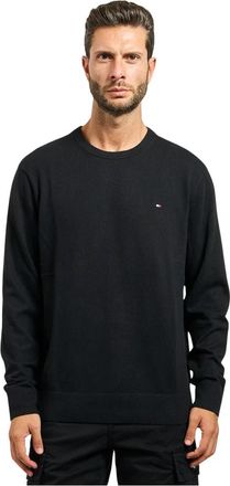 Tommy Hilfiger Luxe Zwarte Crew Neck Sweater - Heren - Ronde hals truien - Zwart - XL - Katoen - Truien & Vesten