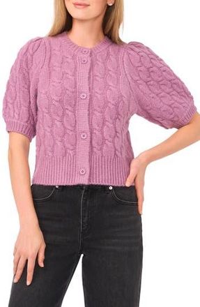 Halogen Puff Sleeve Cable Cardigan in Very Grape at Nordstrom Rack, Size X-Large