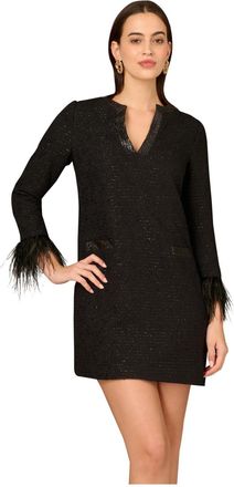Adrianna Papell Womens Boucle Jacquard Cocktail Dress - Black - Size 16 UK