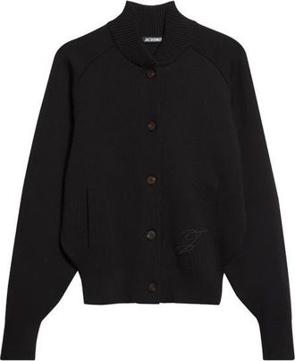 Jacquemus Le Lavande Bomber Cardigan in Black at Nordstrom, Size 10 Us
