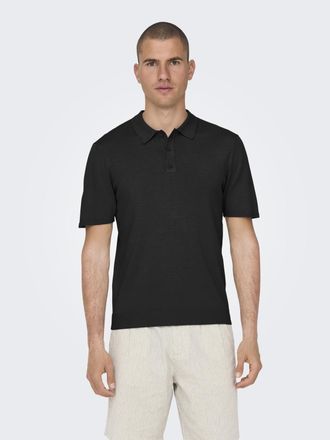 Only & Sons Poloshirt ONLY & SONS ONSWYLER LIFE REG 14 SS POLO KNIT NOOS, Herren, Gr. XXL, schwarz, Strick, Obermaterial: 78% Viskose, 22% Polyester, unifarben, r