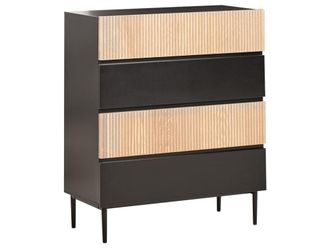 Beliani C&oacute;moda de 4 cajones fresno natural negro