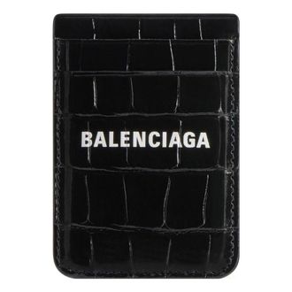Balenciaga (WMNS) Balenciaga Cash Magnet Card Holder Crocodile Embossed Black White 6758352AAYM1090