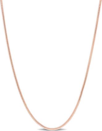 Amour 1.2mm Snake Chain Necklace In Rose Plated Sterling Silver, 16 In