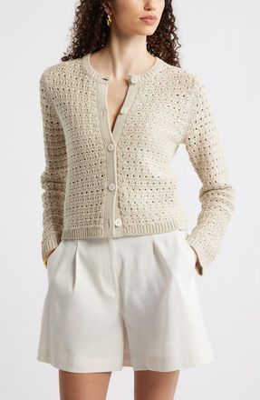 Nordstrom Crochet Cotton & Linen Blend Cardigan in Beige/Ivory Tofu Crochet at Nordstrom, Size Xx-Large