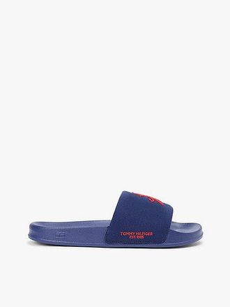 Tommy Hilfiger Logo Embroidery Canvas Pool Slides