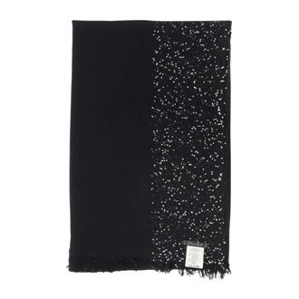 Faliero Sarti Scarf made from a virgin wool blend Sequin detailing Fringed edges Black Made in Italy Composition: 63% virgin wool- 27% silk- 10% polyester - female 