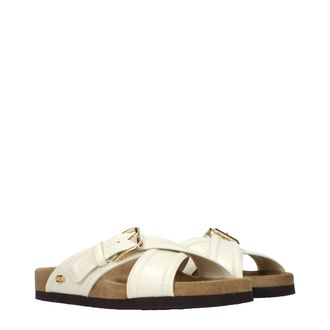 Valentino Garavani Womens Beige Leather Slippers