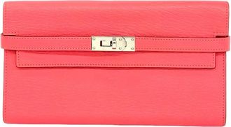 Herm&egrave;s Pink Chevre Myzore Leather Long Wallet (Bi-Fold) (Pre-Owned)