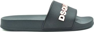 Dsquared2 Contemporary Black Slides With Contrasting Raised Lettering