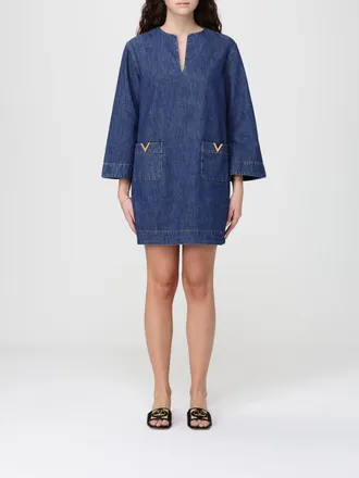 Valentino Cotton Denim Kaftan Dress