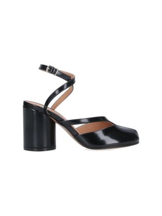 Maison Margiela Brushed Black Leather Slingback Mules with Tabi Detail