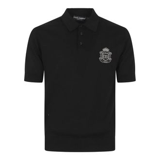 Dolce & Gabbana Polo Shirts, male, Black, Size: S Cotton Polo Shirt
