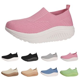 Generic Womens Mesh Casual Running Shoes Knit Slip On Platform Wedge Sneakers for Women Non Slip Workout Tennis Athletic Jogging Walking Shoes Lightweight Arc