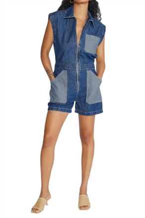 &Eacute;tica Samantha Utility Romper In Kaan Stripe
