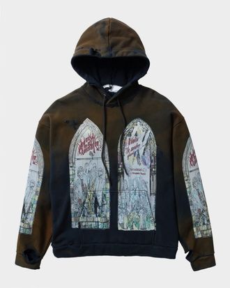 Who Decides War by Ev Bravado Mens Motley Hooded Pullover in Distressed Cotton