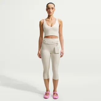 Nike Womens SKIMS Matte High-Waisted Cropped 17 Leggings in White | IU2210-108