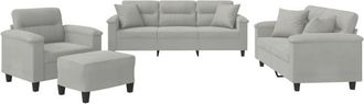 vidaXL Juego De Sof&aacute;s Con Cojines 4 Piezas Tela Microfibra Gris Claro Vidaxl