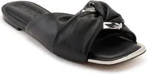 DKNY Doretta Twisted Slide Sandal in Black/Nickel at Nordstrom Rack, Size 6.5
