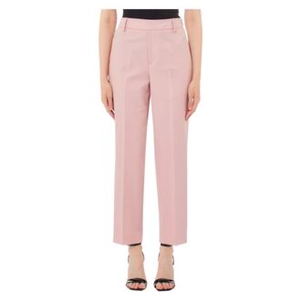 Liu Jo Straight Trousers, female, Pink, L, Pink Cropped Trousers with Elastic Waist