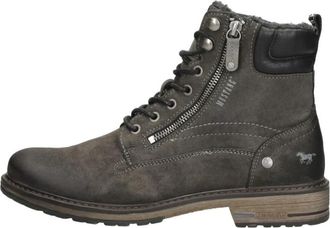 Mustang Veterschoenen Hoog - Heren - Veterlaarzen - Grijs - 43 EU - Leer - Schoenen