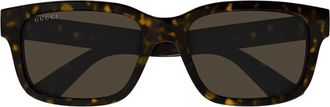Gucci Minimal Rechthoekige Zonnebril Bruin Havana - unisex - Zonnebrillen - Bruin - 56 MM - Accessoires