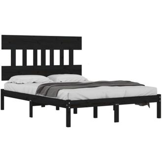 vidaXL Bed Frame without Mattress Black 200x200 cm Solid Wood Vidaxl