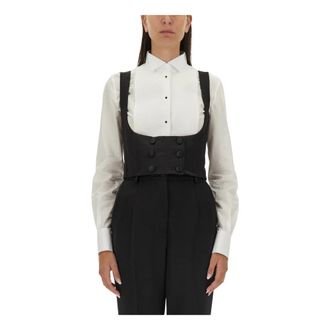 Dolce & Gabbana Double-breasted Tuxedo Gilet - Dames - Bodywarmers - Zwart - L - Leer - Jassen
