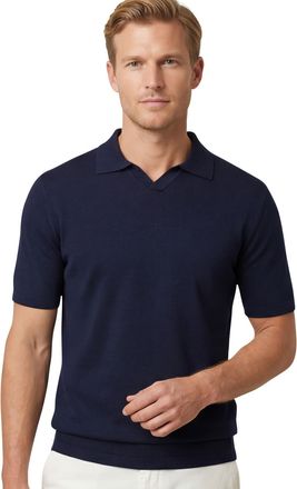 Thomas Maine polo donkerblauw v-hals katoen