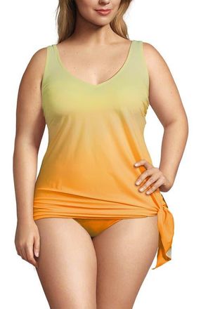 Lands End Slender Suit Fauxkini One Piece Swimsuit in Icy Mint/orange Ombre at Nordstrom, Size 24W
