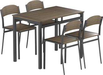 HOMCOM Conjunto de comedor 100x63x76.5 cm marr&oacute;n oscuro y negro