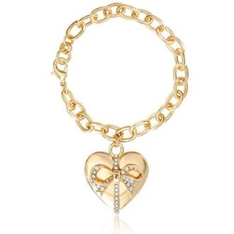 Juicy Couture Heart Bow Drop Bracelet, Gold-Tone Pav&eacute; in Gold Tone at Nordstrom