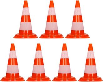 ECD Germany Ecd Germany - 7x Cono De Tr&aacute;fico Obra Pieza De Se&ntilde;alizaci&oacute;n Emergencia Color Naranja Y Blanco 47 Cm De Altura En Pvc Fuerte Y Robusto Pil&oacute;n De Segurid