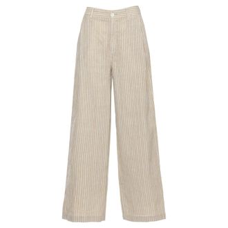 120% Lino 120% Lino, Wide Trousers, female, Beige, Size: S Wide Trousers