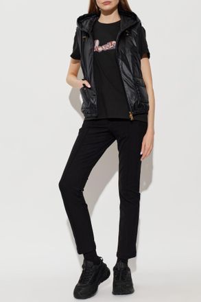 Moncler T-shirt With Printed Logo, Womens, Black