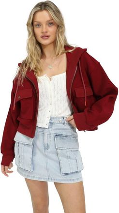 Belle & Bloom Fireside Cropped Utility Zip Jacket in Red Overflow at Nordstrom, Size X-Small Au