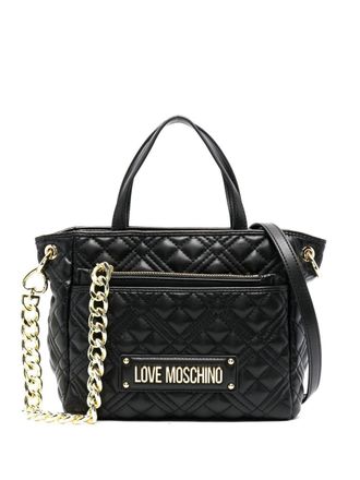 Love Moschino quilted logo-plaque tote bag - women - Polyurethane - OS - Black