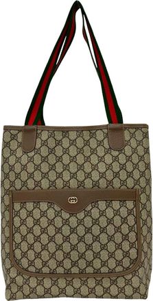 Gucci Brown Green Red Color Leather Pvc Shoulder Bag Tote Bag (Pre-Owned)